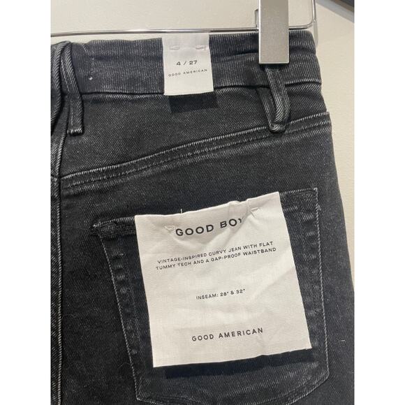 NWT Good American Good Boy Twisted Slit Denim Jeans Black Women's Size 4 / 27 - Picture 6 of 7